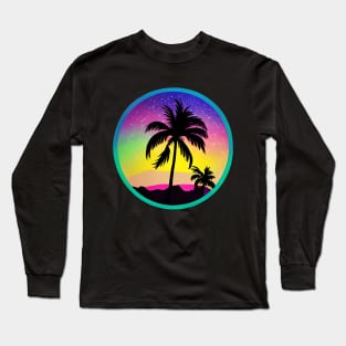 Synthwave retro colorfull  sunset palms sticker Long Sleeve T-Shirt